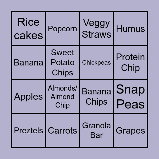 YUMMY! Bingo Card