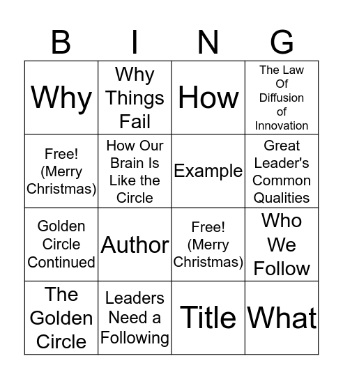 Start With Why Bingo Card