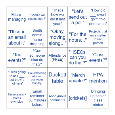 HoCo 2022-2023 Bingo Card