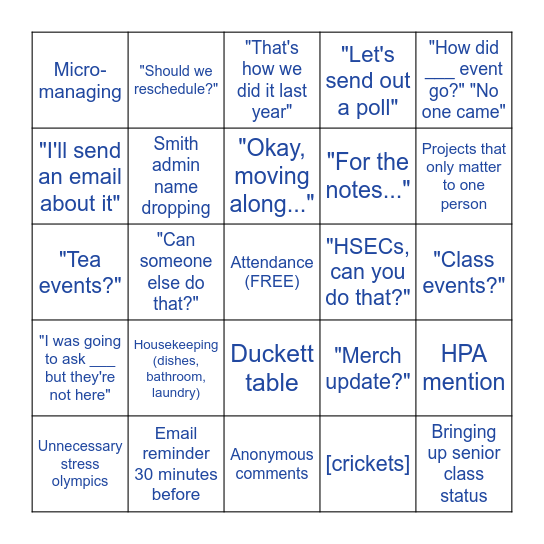 HoCo 2022-2023 Bingo Card