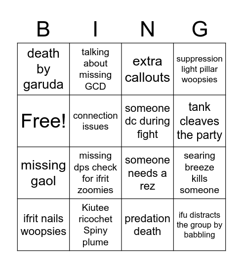 Raid Night Bingo Card