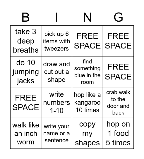 OT Bingo Card