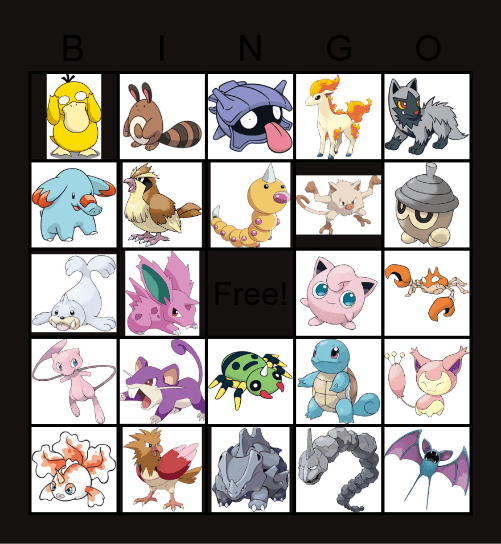 Pokemon Bingo Card