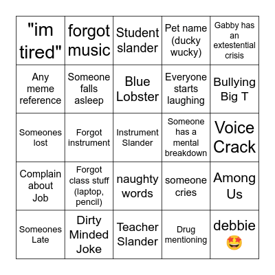Music Class Bingo Card