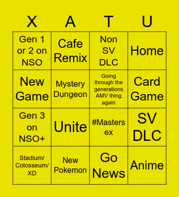 Pocket Monster Presents Bingo Card