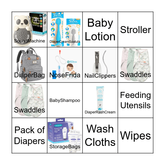 Baby Shower Bingo Card