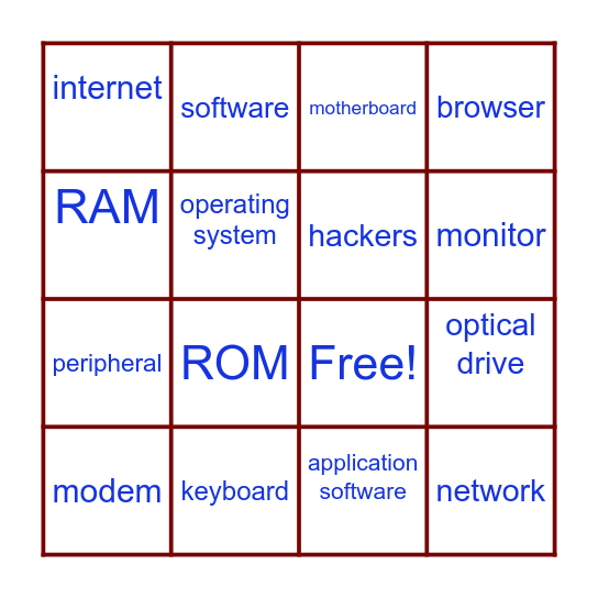 Computer Concepts Bingo Card