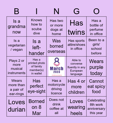 International Women's Day 2023 Bingo Card