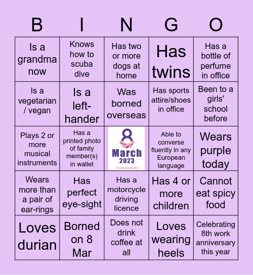 International Women's Day 2023 Bingo Card