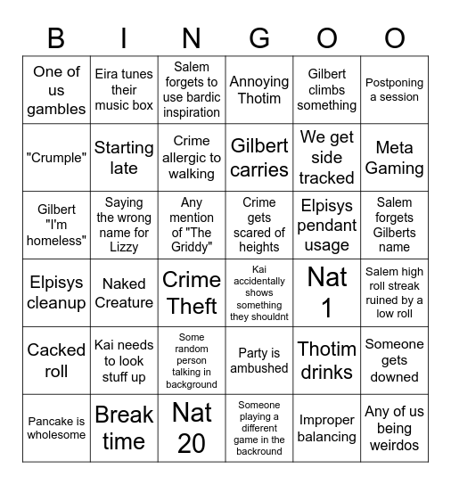 Beyond The Light Bingo Card