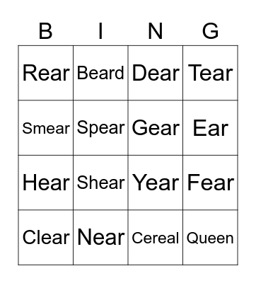 Phonics Bingo Card