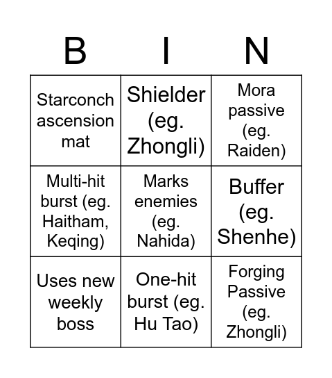 Untitled Bingo Card