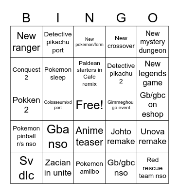 Pokemon presents bingo Card