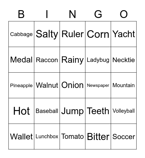 Final Test Bingo Card