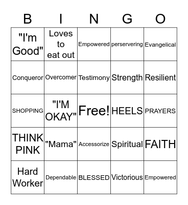 STEPHANIE'S PINK PARTY Bingo Card
