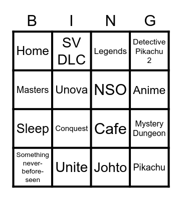 Pokemon Presents Bingo Card