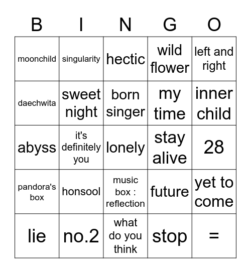 @lovelymintje Bingo Card