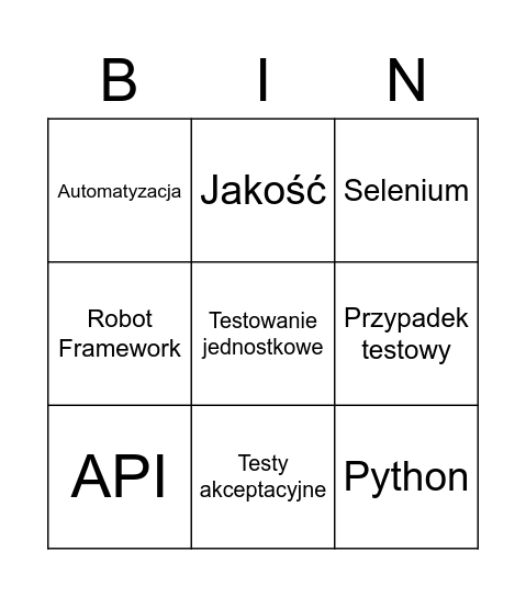 RF Bingo Card