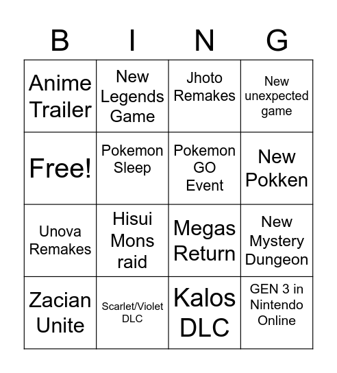 Untitled Bingo Card