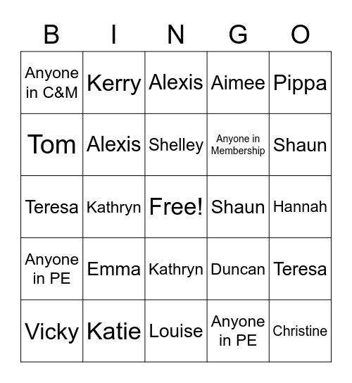 EA&M Bingo Card