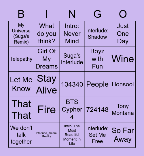 syubjimdoll Bingo Card