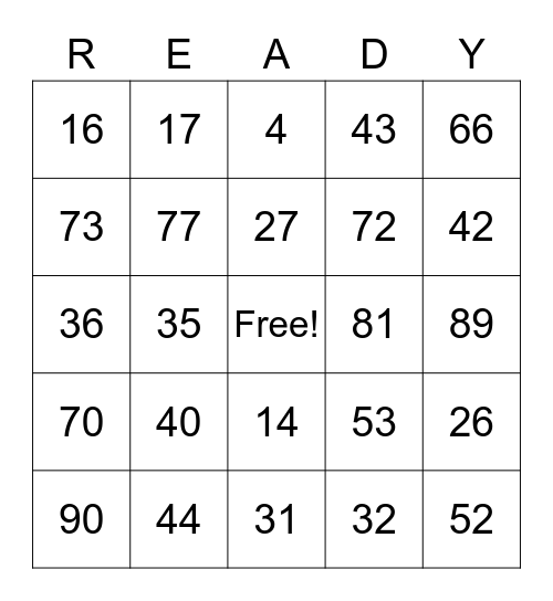 Ready Bingo Card