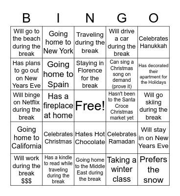 BA Holiday Bingo Card