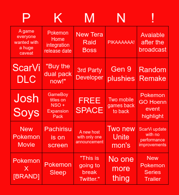 Pokemon Day Presents 27/02/23 Bingo Card