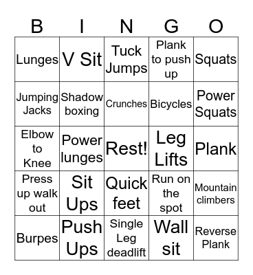 Santa Fitness bingo Card