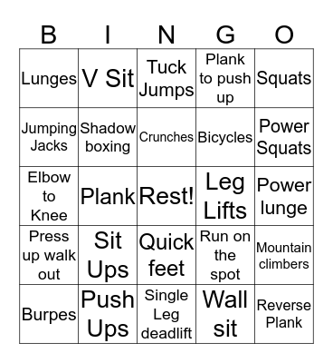 Santa Fitness bingo Card