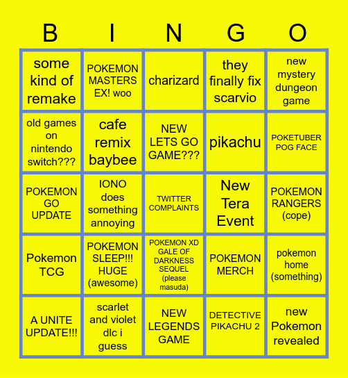 POKEMON PRESENTS Bingo Card