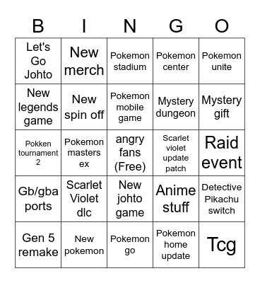 Pokemon day Bingo Card