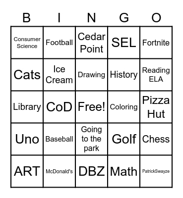 SHARED INTERST BINGO    I LIKE... Bingo Card