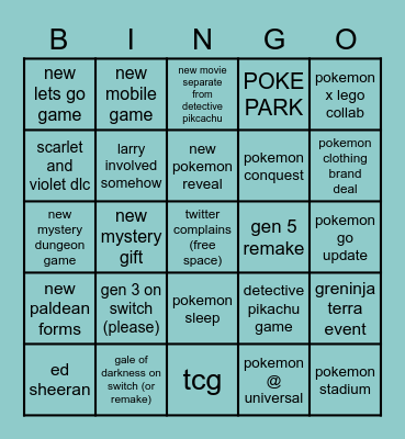 pokemon presents bingo Card