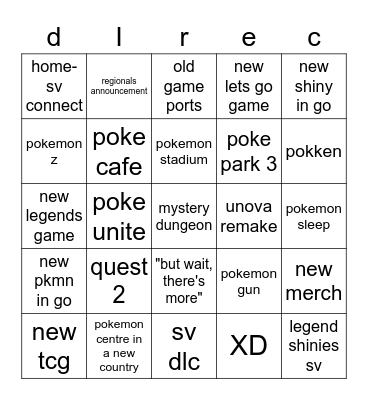 direct Bingo Card