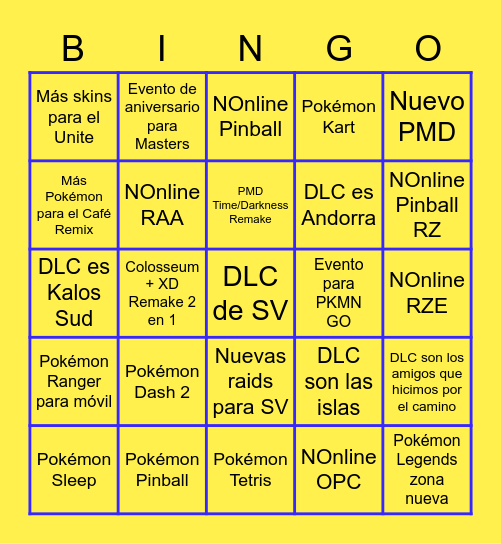 Pokémon Day 2023 Bingo Card