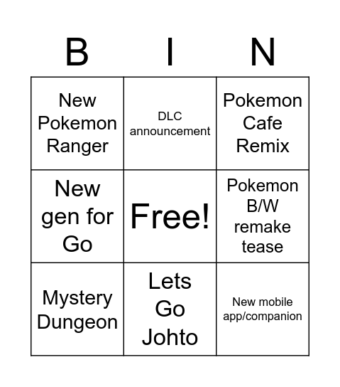 Untitled Bingo Card