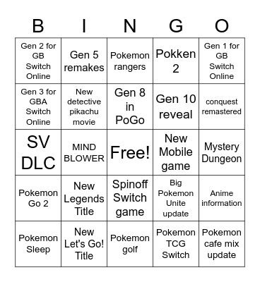 Pokemon Day 2023 Bingo Card