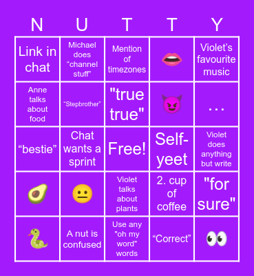 Threenuts Bingo Card
