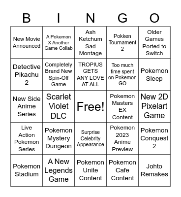 Pokemon Day 2023 Bingo Card