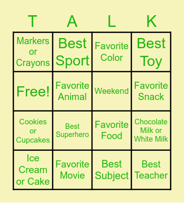 Talk about it! Bingo Card