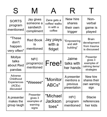 SMART "BINGO" Bingo Card