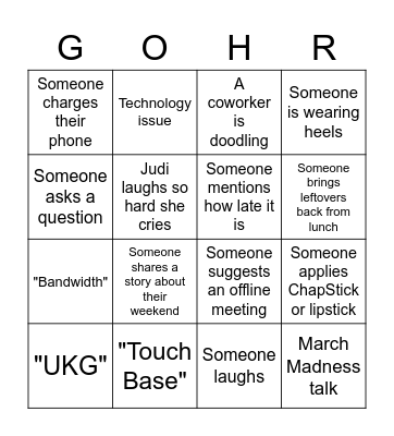 HR Offsite Bingo Card