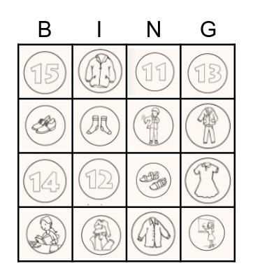 Clothes Bingo Card
