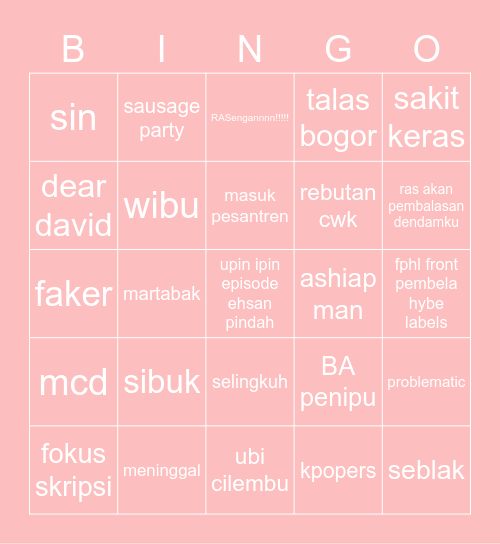 momo Bingo Card