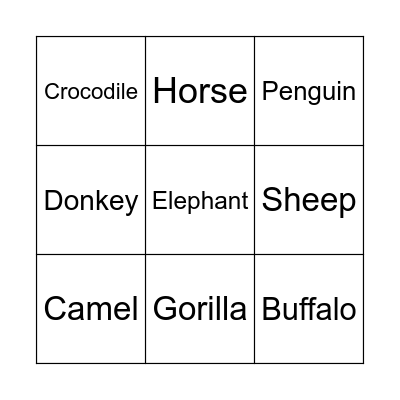 Animals Your Learned Bingo Card
