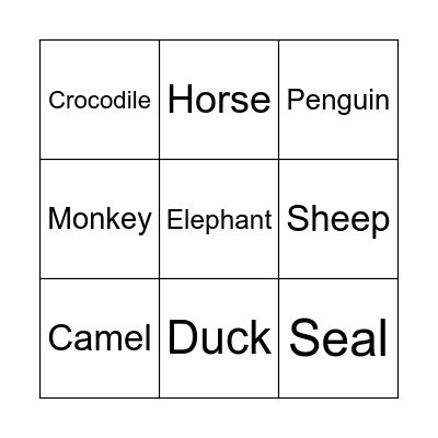 Animals Your Learned Bingo Card