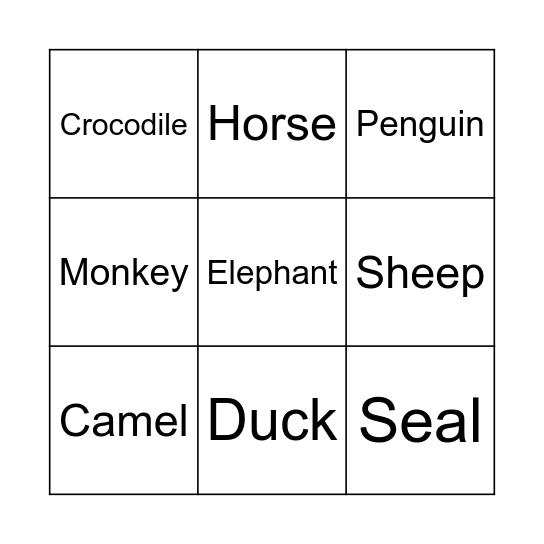 Animals Your Learned Bingo Card