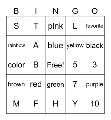 #/color/letters Bingo Card