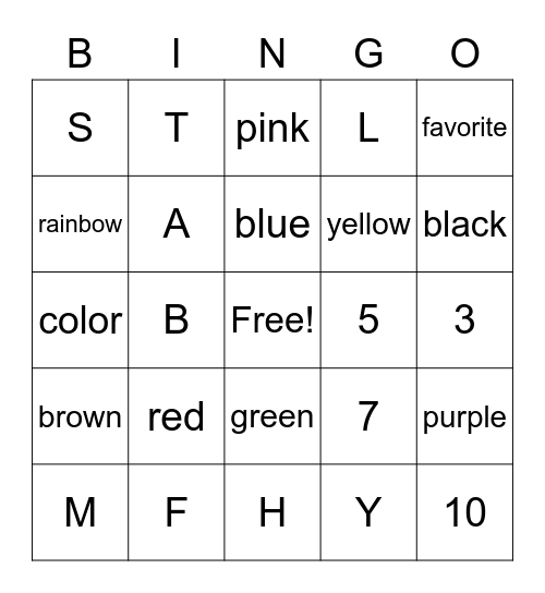 #/color/letters Bingo Card